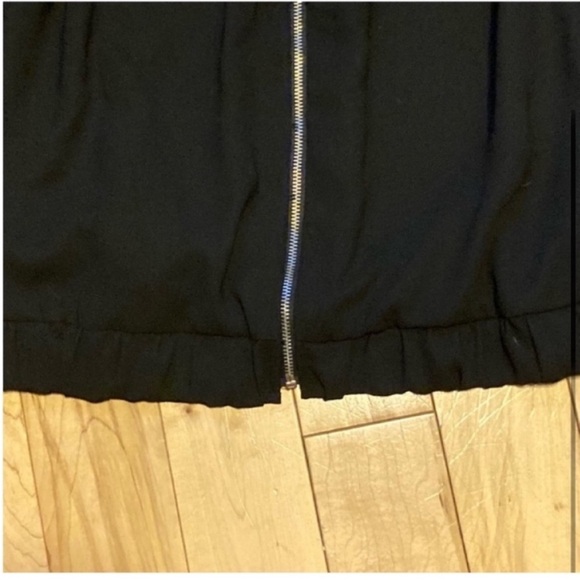 Zara Floral Embroidered Bomber Black Jacket w frills ruffles zip up size small - Picture 4 of 11